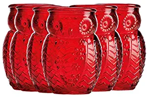 Home Essentials & Beyond 2066 Owl Shaped Shot Glasses 2.8 OZ Red Set Of 6 For Tequila Whiskey, Scoth And Vodka Or Even Mini Cocktails For Parties Dinners Or Any Special Occasions