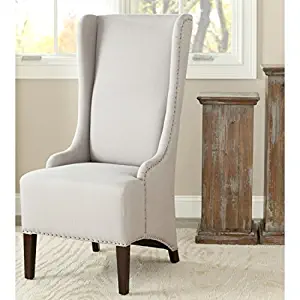Safavieh Mercer Collection Stella Linen Side Chair with Trim Nail Head, Beige