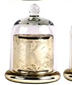 Home Essentials & Beyond Champagne Mercury Monogram K Etched Cloche Votive Holder