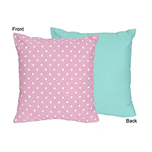 Sweet Jojo Designs Pink Polka Dot and Turquoise Girls Decorative Accent Throw Pillow for Skylar Bedding Set