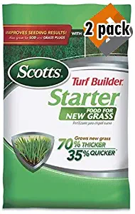 Scotts Turf Builder Starter Food for New Grass, 15 lb. - Lawn Fertilizer for Newly Planted Grass, Also Great for Sod and Grass Plugs - Covers 5,000 sq. ft. (2 Pack)