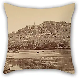 Pillowcover 20 X 20 Inches / 50 By 50 Cm(each Side) Nice Choice For Family Teens Boys Home Theater Bedding Bar Seat Oil Painting F??lix Bonfils (French) - Jaffa, Vue G??n??rale Prise De La Mer - Pa