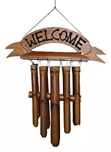Cohasset Gifts Bamboo Wind Chimes | Natural Beautiful Sound | Wood Outdoor Home Decor | #190W Welcome Sign Chime