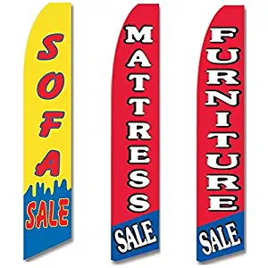 3 Swooper Flags Welcome Home Furniture OPEN Sofa & Mattress Sale