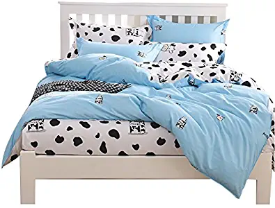 YOUSA Milk Cow Duvet Cover Set Cartoon Kids Bedding Set Queen