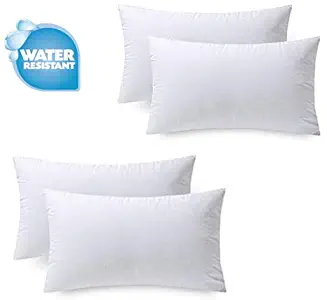 IZO Home Goods Premium Outdoor Anti-mold Water Resistant Hypoallergenic Stuffer Pillow Insert Sham Square Form Polyester, Set of 4 12" x 24" Rectangle, Standard/White