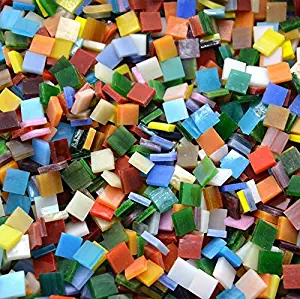 Lanyani 800 Pieces Mosaic Tiles Stained Glass - Assorted Colors for Art Craft and Home Decorations - 500g/1.1lb