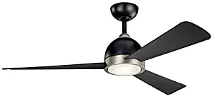 Kichler 300270SBK Incus 56" Ceiling Fan with LED Lights and Wall Control, Satin Black