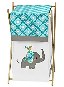 Sweet Jojo Designs Baby/Kids Clothes Laundry Hamper for Turquoise White and Gray Mod Elephant Girl/Boy Bedding