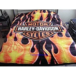 Harley Davidson Fresh Royal Plush Throw Blanket, Measures 60 by 80 inches