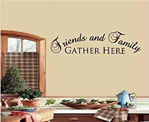 FRIENDS AND FAMILY GATHER HERE WALL DECAL LETTERS STICKER HOME DECOR