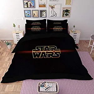 Paixide Star Wars Bedding Cover Sets Soft Microfiber with Zipper Closure-3D Printed, 3 Pieces, 1 Duvet Cover 2 Pillowcases, Best Gift for Kids, Queen