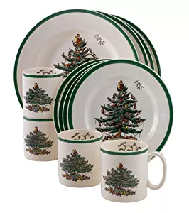 Spode Christmas Tree 12-Piece Dinnerware Set, Service for 4