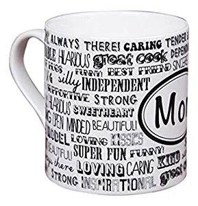 Home Essentials Home Essentials 17 Oz. Descriptive Words Print"MOM" Coffee Mug Cup,