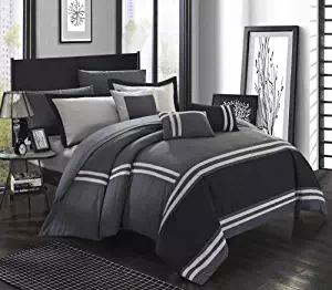 Chic Home Zarah 10 Piece Bedding with Sheet Set and Decorative Pillows Shams, King, Grey