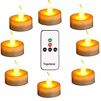 Topstone Led Tealight Candles with Remote and Timer,Amber Flameless Candles,Big Capacity Battery Operated Tea Light,Best for Wedding and Festival Decoration,Pack of 12