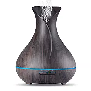 OliveTech Aroma Essential Oil Diffuser, 400ml Ultrasonic Cool Mist Humidifier with Color LED Lights Changing for Home, Yoga, Office, Spa, Bedroom, Baby Room - Wood Grain
