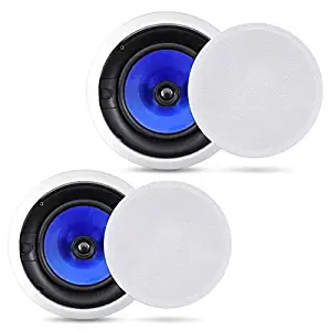 2-Way In-Wall In-Ceiling Speaker System - Dual 6.5 Inch 250W Pair of Hi-Fi Ceiling Wall Flush Mount Speakers w/ 1" Silk Dome Tweeter, Adjustable Treble Control - For Home Theater Entertainment - Pyle PIC6E
