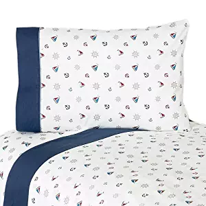 Sweet Jojo Designs 3-Piece Twin Sheet Set for Nautical Nights Sailboat Bedding Collection