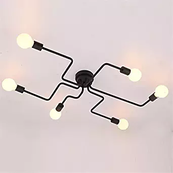 LightInTheBox Wrought Iron 6 Heads Chandeliers Multiple Rod Ceiling Dome Lamp Creative Personality Retro Flush Mount Ceiling Lighting Fixture for Living Room Dining Room