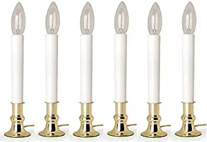 Darice Electric Welcome Candle Lamp W/Sensor Boxed-7, White / Brass, 9"