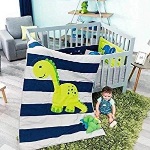 DreamPartyWorld Baby Dino Dinosaur BOY Crib Bedding Nursery Set Gift Bedding Blue 100% Cotton