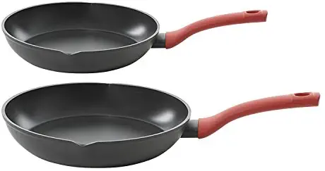 Weight Watchers 118304.02 Livingson 8 and 10" Non-Stick Aluminum Skillets,2pc Set, Charcoal with Red Handles