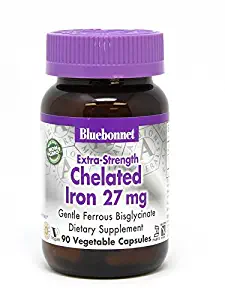 BlueBonnet Albion Extra Strength Chelated Iron Vegetarian Capsules, 90 Count