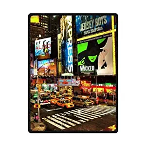 Blanket Fashion Press Creative New York City Broadway Night Design 50 x 60 Inch Fleece Sheet Throw Bedding Fleece Throw