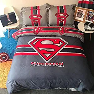 EVDAY Spider-Man Batman Captain America Iron-Man Transformers Bumblebee Superman 3D Cartoon Kids Bedding Including 1Duvet Cover,1Flat Sheet,2Pillowcases Queen Full Twin Size