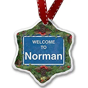 VinMea Christmas Ornament Sign Welcome to Norman Xmas Decorative Hanging Ornament