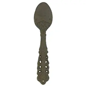 Aunt Chris' Products - Heavy Cast Iron - Over-sized Ornate Spoon - Wall Decor - Rustic Brown Primitive Design - Great Accent For Any Chef Kitchen!