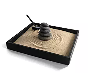 Stacking Stones Zen Garden Desktop Gift Ideas for Office Decor Relaxing Desk Accessories - Handmade Natural Mini Zen Garden Kit with Stackable Rocks Nature Decor for Relaxation and Stress Reduction