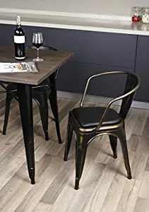 GIA AY55C_PU_2 Low Back Metal Dining Chair, 2-Pack, Antique Vintage Bronze