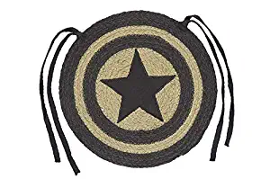 IHF Home Decor Round Chair Covers Pads Braided Jute Rug 15" Grayson Star Design Charcoal Gray, Tan Multi Natural Fiber - Set of 4