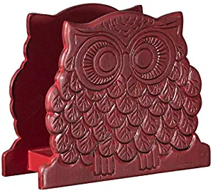 Home Essentials & Beyond 74805 Wood 6 L in. Red Owl Shape Napkin Holder
