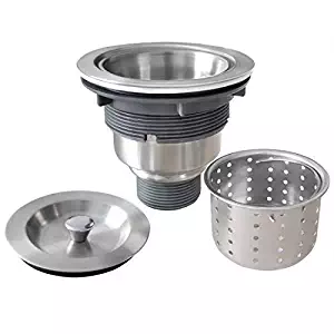 GZILA 3-1/2-Inch Kitchen Sink Strainer with Deep Waste Basket/Strainer Assembly/Sealing Lid, 304 Brushed Nickel Stainless Steel (Lid cover)