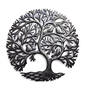 Metal Wall Art, Tree of Life, Whispering Nature Inspired Indoor Outdoor Garden Tree, Handmade Steel Sculpture, 23 inch.