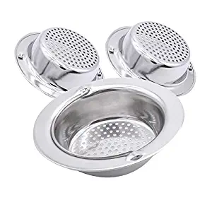 3PCS Stainless Steel Kitchen Sink Basket Strainer with Handle Garbage Disposal Stopper Mesh Basket, Kitchen Sink Strainer Baskets, Wide Rim 4.33" Diameter Large