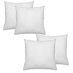 IZO Home Goods Premium Outdoor Anti-Mold Water Resistant Hypoallergenic Stuffer Pillow Insert Sham Square Form Polyester, 26" L X 26" W (4 Pack), Standard/White