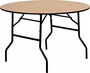 Flash Furniture 48'' Round Wood Folding Banquet Table with Clear Coated Finished Top