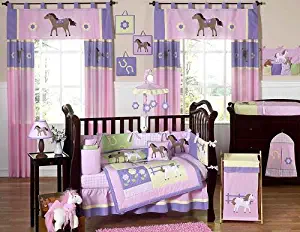 Pretty Pony Horse Western Baby Girl Bedding 9pc Crib Set by Jojo Designs