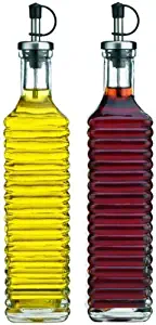 Home Essentials Storage Essentials Ribbed Glass Oil and Vinegar Cruet, Set of 2, translucent