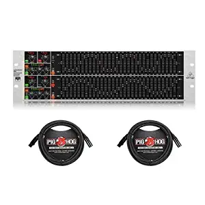 Behringer ULTRAGRAPH PRO FBQ6200HD HD Dual Channel 31-Band Stereo Graphic Equalizer with FBQ Feedback Detection System, Limiters and Pink-Noise Generator - with 2X 15' 8mm XLR Microphone Cable