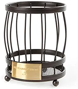 Steel Round Coated Carbon Deep Utensils Caddy – Black Utensils Holder - 6" Diameter 7" Tall - Cutlery Crock by MacKenzie-Childs