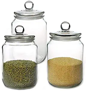 Glass Jars,Candy Jar with Lid For Household,Food Grade Clear Jars - 1/2 Gallon (3) …
