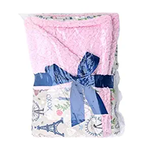 Teeny Giggles Eiffel Tower Paris Baby Blanket - Light Pink & Gray