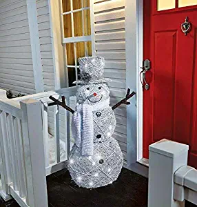 Home Collection Outdoor Christmas Decoration Cool White Lighted Twinkling Snowman Sculpture Outdoor Christmas Decoration Yard Lawn Garden Sculpture Seasonal Display