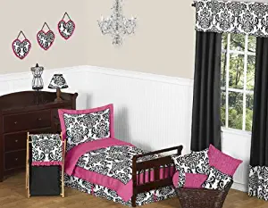 Sweet Jojo Designs 5-Piece Hot Pink, Black and White Isabella Girls Toddler Bedding Set