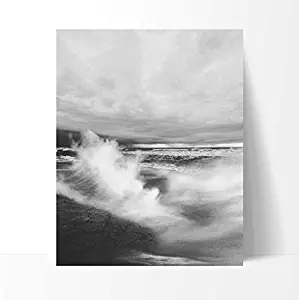 Stormy Ocean Poster Print Art, 11 x 14 Inches, Black White Grey Color, Modern Home Decor Office Space Artwork